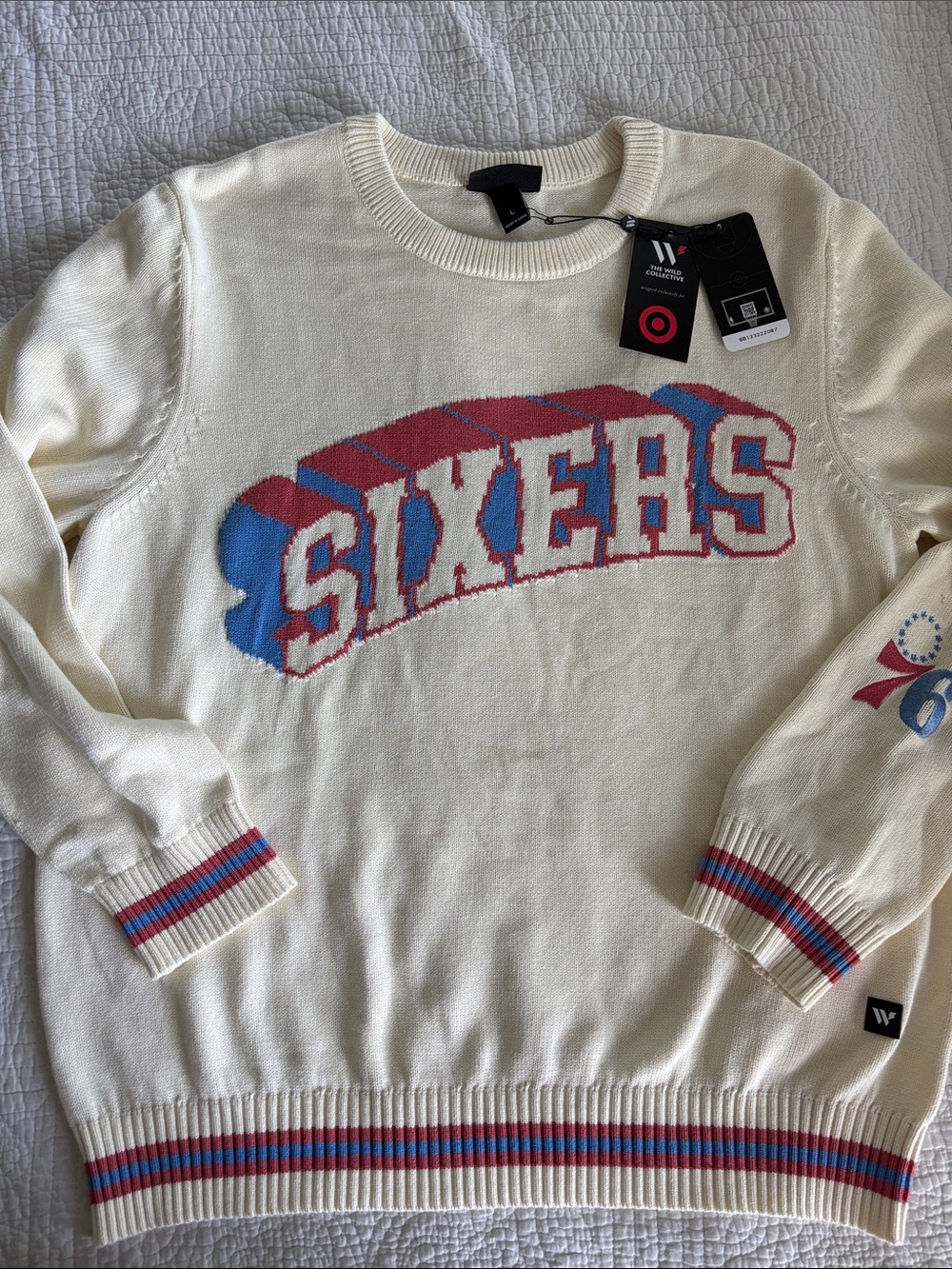 Men's Cream 'Sixers' Crewneck Sweater Wild Collective x Target